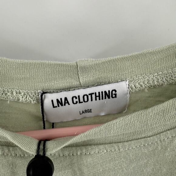 LNA CLOTHING Tee Size Large NWT Yara Smoke Green Crop Cropped Casual Comfy Top - Picture 4 of 9